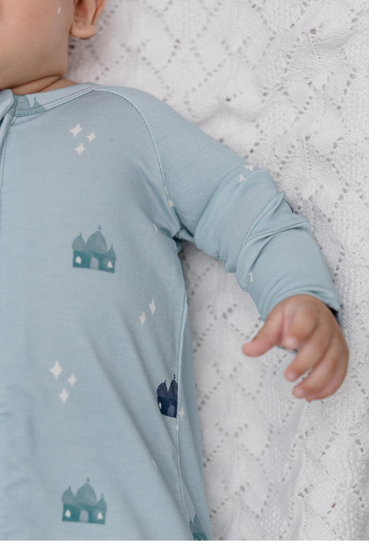 Blue Masjid Zip Romper