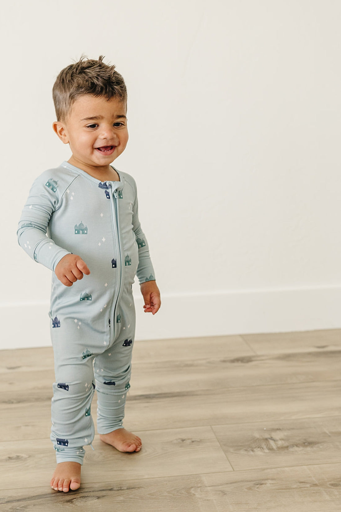 Blue Masjid Zip Romper